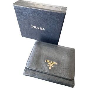 Prada Black Leather Wallet with box and COA